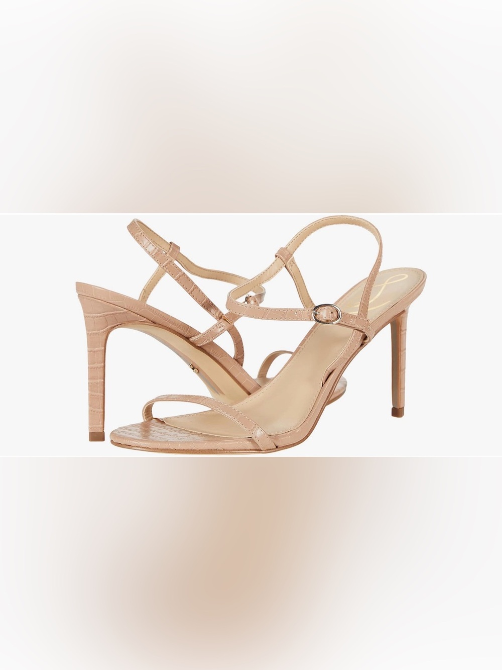 Sam Edelman Doran Croc Embossed Heeled Sandals Maple Sugar 5.5 NWOT